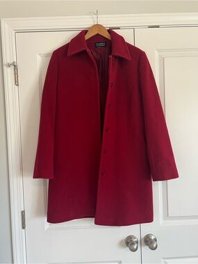 Vintage Red Wool Button-Up Coat